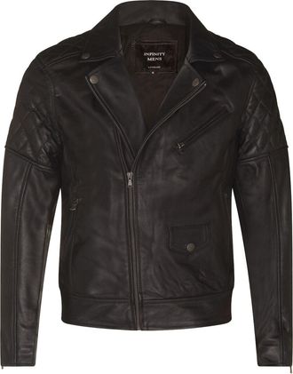 Infinity Leather Mens Cross Zip Leather Biker Jacket - Gibraltar