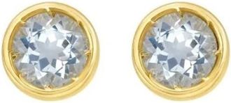 Tresorra 14K Yellow Gold Aquamarine Birthstone Stud Earrings