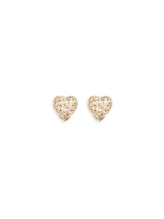 Self Portrait Womens Earrings Embellished Heart Gold Brass