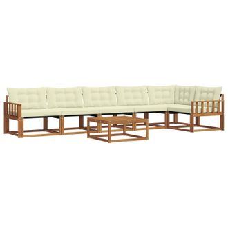 vidaXL Conjunto De Sof&aacute;s De Exterior Con Coj&iacute;n 7 Pcs Natural Y Crema Vidaxl