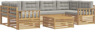 vidaXL Conjunto De Sof&aacute;s De Exterior 7 Uds. Blanco Y Gris Claro Vidaxl