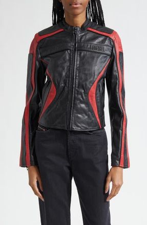 Diesel L-Ovable Leather BIker Jacket in Black at Nordstrom, Size 4 Us