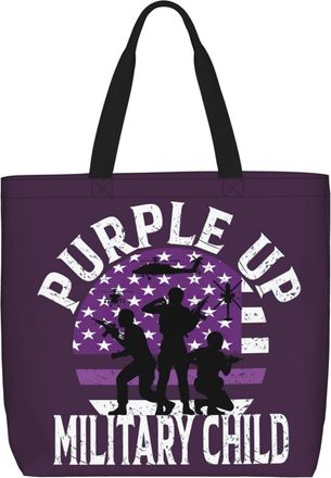Generic Women Handbag Purple Up Military Kids Military Child Month Handbag Print Casual Beach Travel Bags, For Swim, Christmas, Birthday, Daily, Graduation