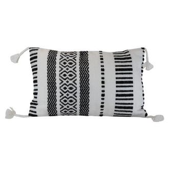 Foreside Home And Garden Black Striped Handwoven Outdoor Decorative Throw Pillow at Nordstrom, Size Medium