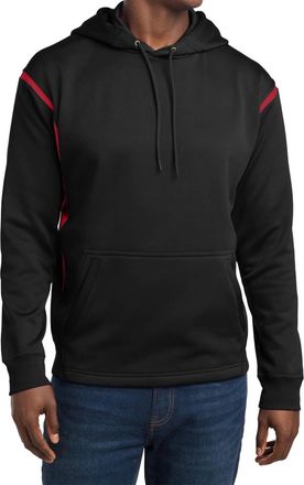 Sport-Tek Tech Fleece Colorblock Hooded Sweatshirt In Black/red