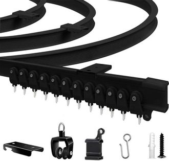 OEM Riel Flexible Para Cortina De Techo, 5 M (16,4 Pies), Curvo, Pvc, Metal, Pl&aacute;stico Y Acero Inoxidable, Negro, Para Montaje En Techo