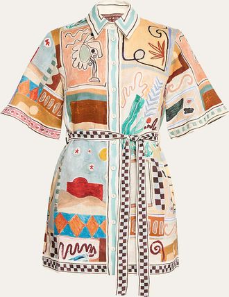 Alemais Michelle Linen Mini Shirtdress