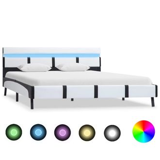 vidaXL Estructura De Cama Con Led Cuero Sint&eacute;tico Blanco 160x200 Cm Vidaxl