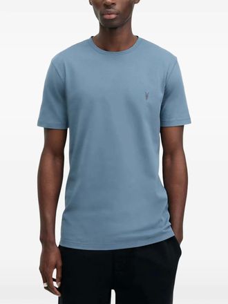 AllSaints Brace T-shirt met geborduurd logo en ronde hals - Blauw