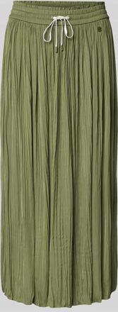 Marc Cain Midirock mit elastischem Bund und Falten in Oliv, Gr&ouml;&szlig;e 34