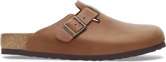 Birkenstock Boston Leren Geoliede Sandalen - Heren - Slip ons - Bruin - 37 EU - Leer - Schoenen