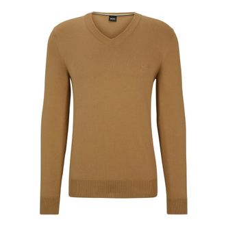 HUGO BOSS V-hals Gebreide Kleding - Heren - Truien - Beige - Maat: XL