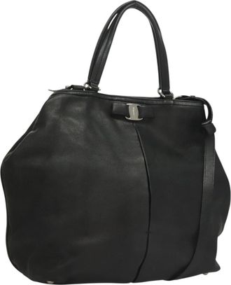 Ferragamo Vara Bow Tote Leather Leather Tote Bag Bag (Pre-Owned)