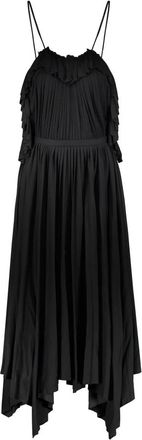 Philosophy di Lorenzo Serafini Stijlvolle Geplooide Jurk met Open Rug - Dames - Casual kleedjes - Zwart - M - Kleedjes