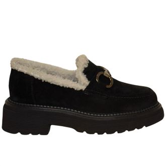 Homers Womens Siena-M Platform Suede Loafers In Crosta Negro