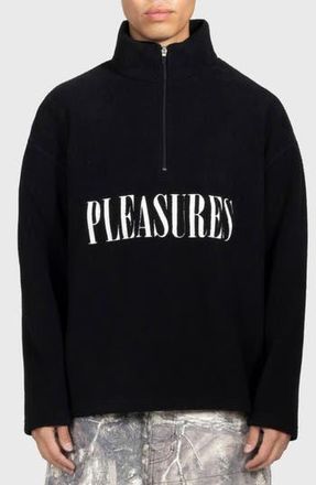 Pleasures Onyx Oversize Half Zip Fleece Pullover in Black at Nordstrom Rack, Size Medium
