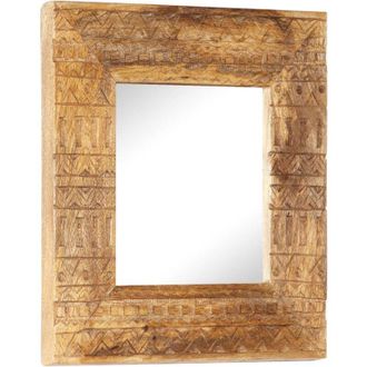 vidaXL Espejo Tallado A Mano Madera Maciza De Mango 50x50x2,5 Cm Vidaxl