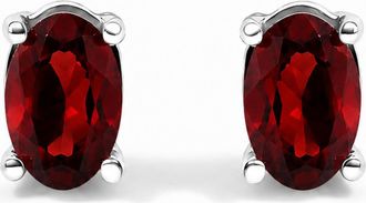 House of Brilliance Sterling Silver 0.60 Cttw Oval Blue Sapphire Solitaire Stud Earrings
