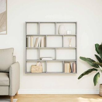 Berkfield Home Wall Cube Shelf 12 Compartments Grey Sonoma Engineered Wood