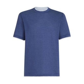 Brunello Cucinelli Brunello Cucinelli, T-Shirts, male, Blue, Size: 2XL Cotton Jersey T-Shirt