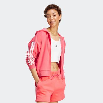 adidas Kapuzensweatshirt ADIDAS SPORTSWEAR W 3S FT FZ HD, Damen, Gr. XL, weiss (semi turbo, wei&szlig;), Obermaterial: 55% Baumwolle, 36% Polyester, 9% Viskose, no