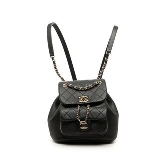 Chanel Matelasse Black Leather Backpack (Pre-Owned)