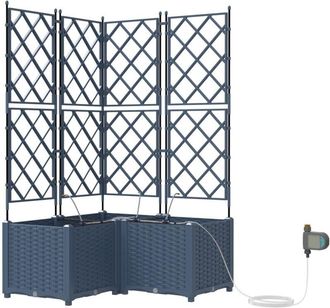 vidaXL Garden Planters Grey 80 x 80 x 142 cm Steel Vidaxl