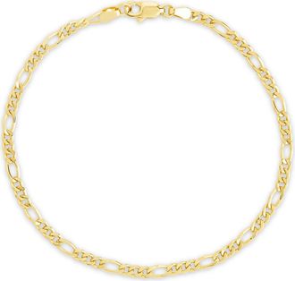 Sterling Forever Figaro Chain Bracelet in Gold at Nordstrom, Size Medium