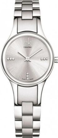 Calvin Klein Quartz Horloge met Zilveren Wijzerplaat en Roestvrijstalen Band - Dames - Horloges - Grijs - ONE Size - Accessoires