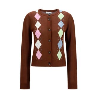 Ganni Jumpers - female - Ganni - Cardigans - Brown - S - Knitwear