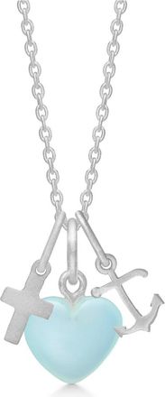 Frk. Lisberg Accessoires, Dames, Grijs, M, Faith Hope Love Ketting Aqua Zilver