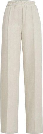 Brunello Cucinelli Wide Broeken - Dames - Wijde Broeken - Beige - S - Katoen - Broeken