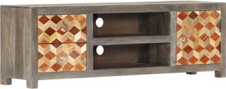 vidaXL Mueble Para Tv De Madera Maciza Reciclada Gris 120x30x40 Cm Vidaxl