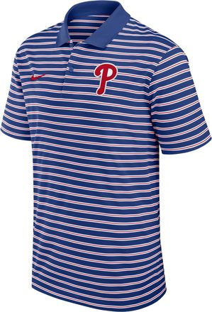 Nike Philadelphia Phillies Striped Victory Nike Mens Dri-FIT MLB Polo in Blue | 02LX0ICEPP-JDC