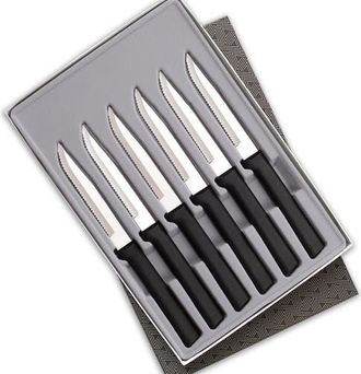 Rada 6 Piece Serrated Steak Knives Set with Gift Box in Black at Nordstrom