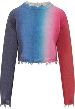 Semicouture Round-neck Knitwear, female, Multicolor, Size: M Cropped Long-Sleeved Sweater