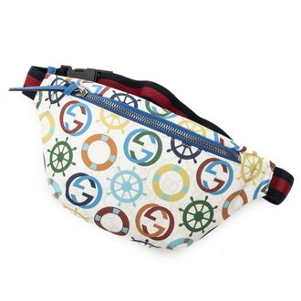 Gucci Pre-owned Womens Kids Multicolor Expandble Web Belt Bag Shoulder Bag - Ivory - One Size