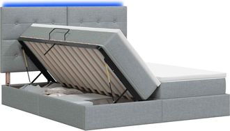 vidaXL Cama De Almacenamiento Led Con Colch&oacute;n Gris Claro 180 X 200 Cm Vidaxl