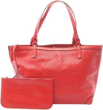 Gucci Pre-owned Tote Bags, female, Red, Size: ONE SIZE Pre-owned Diamante Leather Tote Bag