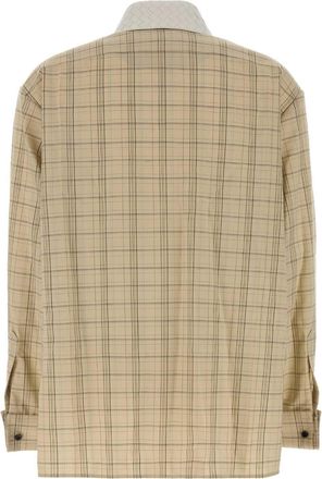 Bottega Veneta Womens Embroidered Wool Shirt Giallobianco Exterior: Camicie