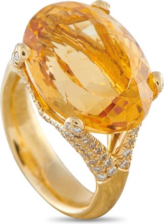 Luxury Bazaar 18K Yellow Gold 1.25ct Diamond and Citrine Ring MF18-050626
