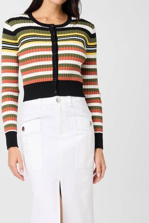 Toccin Joey Cropped Stripe Cardigan In Multicolor