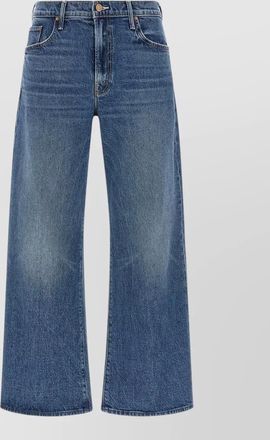 Mother denim mid-rise cropped wide-leg jeans