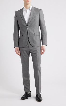 BOSS Huge Slim Fit Stretch Virgin Wool 3-Piece Suit in Open Grey at Nordstrom, Size 42Regular