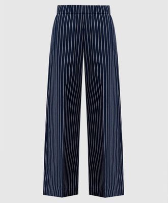 Brunello Cucinelli Navy Striped Wide Trousers, Brand Size 42 (US Size 8)