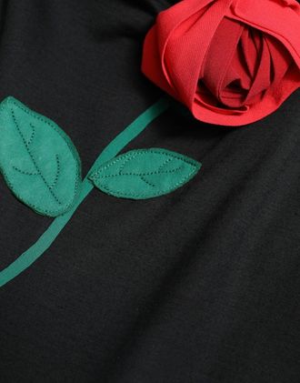 Dolce & Gabbana Black Wool Sleeveless Rose Applique Womens Dress (Pre-Owned)