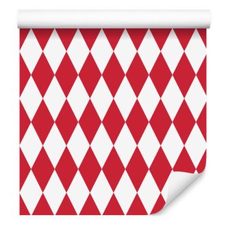 OEM Carta Da Parati Arlecchino Diamante Corallo E Bianco, Dettagli Raffinati 50x1000 Cm