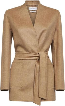 Max Mara Harold Belted Coat - Dames - Jas met riem - Bruin - M - Leer - Jassen