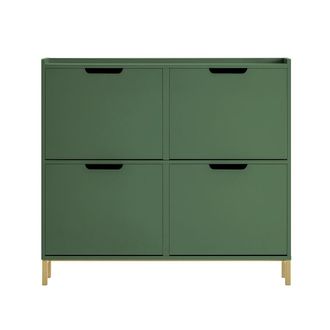 SoBuy Zapatero estrecho con 4 solapas verde oscuro