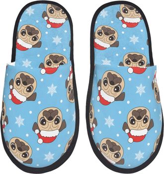 Generic Comfortable House Slipper Christmas Cowdog Snowflake House Shoes Breathable Womens Slippers for Winter Ladies Indoor L
